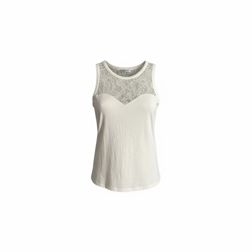Express White Tank Top with Lace Yoke